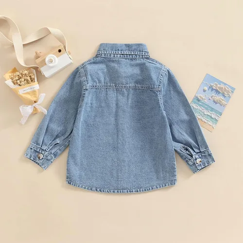 Vista 7 de Camisa de mezclilla de manga larga con botones para bebés y niños pequeños