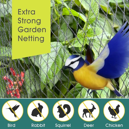Vista 3 de Red para Pájaros para Jardín - 6.5 x 32.8 Pies Malla Antipájaros de Servicio Pesado con Amarres y Grapas para Paisajismo para Vegetales, Árboles