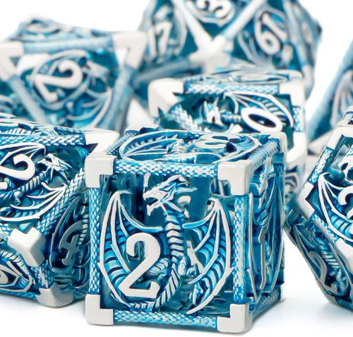Vista 12 de KERWELLSI Juego de dados huecos D&D con caja de regalo, 7 dados de metal poliédrico D y D para juegos de rol, dados de dragón de mazmorra D20 D12