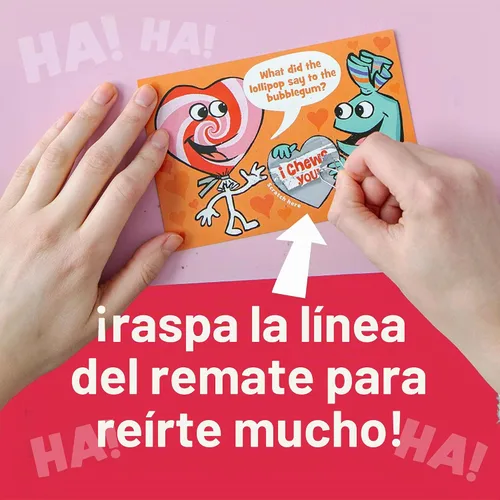 Vista 8 de 28 tarjetas de chistes Peaceable Kingdom rascables, para San Valentín