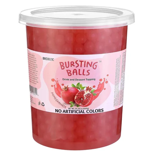 Vista 18 de Perlas Boba de fruta de la pasión, bolas de té explosivas, bebida y cobertura de postre, perlas de tapioca de burbujas de maracuyá para té