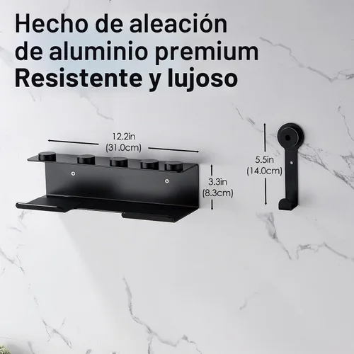 Vista 7 de Affogato Soporte para secador de pelo compatible con Shark FlexStyle, organizador de montaje en pared para accesorios Shark Flex