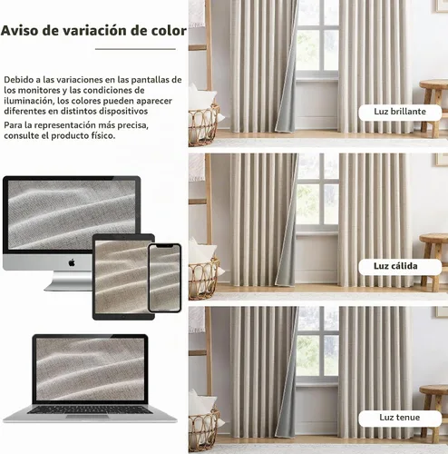 Vista 8 de RAIN CITY 2 paneles de cortinas extra anchas de 96 pulgadas de largo, de Beige