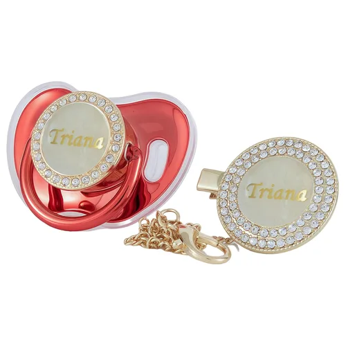 Vista 29 de Set de clip para chupete y chupete bling personalizado con cualquier nombre (Negro)
