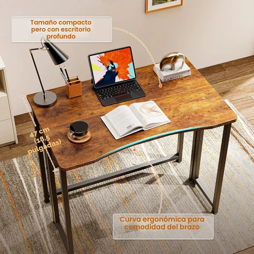 Vista 5 de Huuger Escritorio Plegable con Estante de Almacenamiento, Mesa de Computadora Plegable de 31.5 Pulgadas para Espacios Pequeños, Mesa de Sofá que