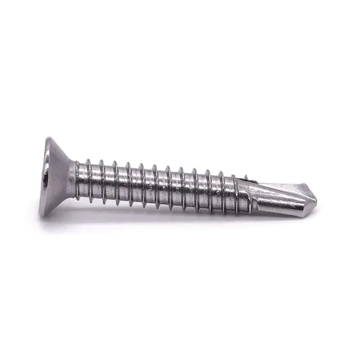 Vista 7 de Tornillos autoperforantes Phillips planos #6 x 1 para metal, tornillos Tek de chapa de acero inoxidable 410, cabeza avellanada, autoadhesivos