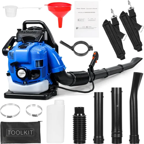 Vista 7 de Soplador de hojas de 75.6 CC – Mochila de 4 tiempos soplador de hojas a gas, soplador de césped de césped de refrigeración por aire de gasolina
