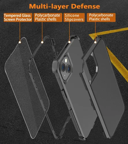 Vista 3 de Diverbox Funda para iPhone 15 Plus [a prueba de golpes] [a prueba de caídas] [protector de pantalla de vidrio templado], funda de protección