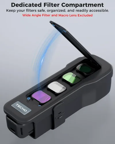 Vista 3 de TECHO Funda para DJI Osmo Pocket 3/Xtra Muse Accesorios, Compartimento de filtro dedicado, funciona con la cubierta original, protección completa