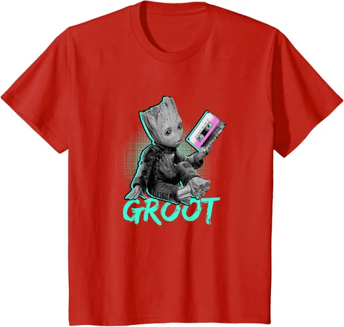 Vista 3 de Camiseta infantil Marvel Guardians of the Galaxy Vol. 2 Baby Groot Mix Tape, Negro