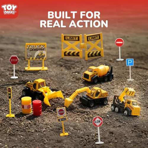 Vista 3 de TOY Life 28 piezas de juguetes de construcción para niños de 3 a 5 años, pequeños vehículos de construcción, juguete de caja de arena para niños