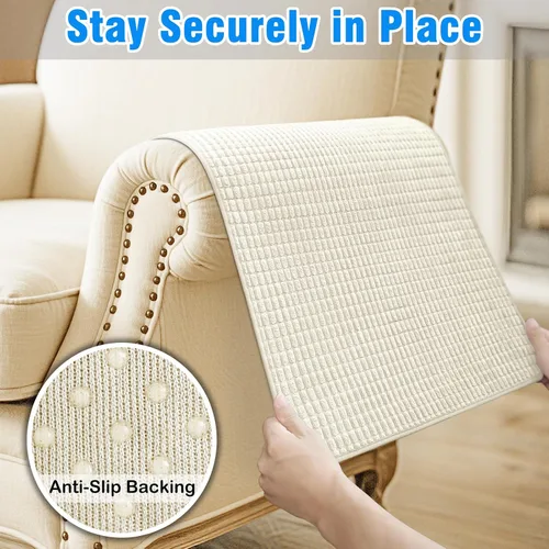 Vista 5 de Fundas para brazos de sofá, fundas impermeables para reposabrazos de sofá, sillón, sofá biplaza, funda para reposacabezas, funda antideslizante