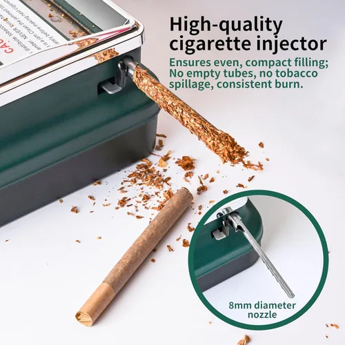 Vista 3 de Máquina de laminación de cigarrillos + caja de cigarrillos + 20 tubos de filtro sin blanquear, máquina inyectora manual de cigarrillos para tubos