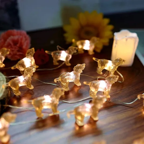 Vista 2 de Guirnalda de luces de hadas labrador, luz decorativa única, regalos para perros para niñas, lindas luces 20 LED, 8 pies, funciona