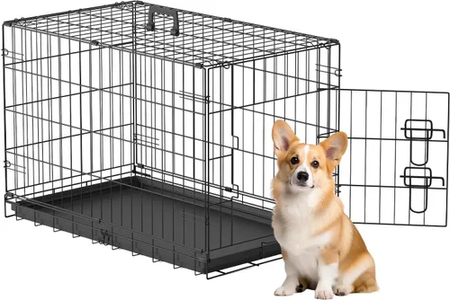 Vista 32 de [Usado] FDW Jaula para perros pequeños de 24 pulgadas plegable de metal con alambre para mascotas, doble puerta con panel divisor para interiores