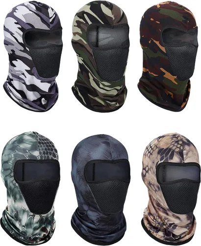 Vista 10 de Pasamontañas de invierno de 6 piezas, transpirable, cubierta facial de esquí, protección contra el polvo, cubierta de cuello largo para actividades