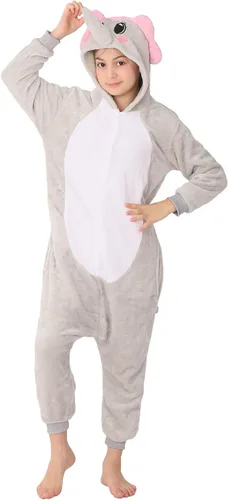 Vista 4 de Disfraz de franela para niños, disfraz de Halloween, Pascua, animales, cosplay para niñas y niños, una pieza
