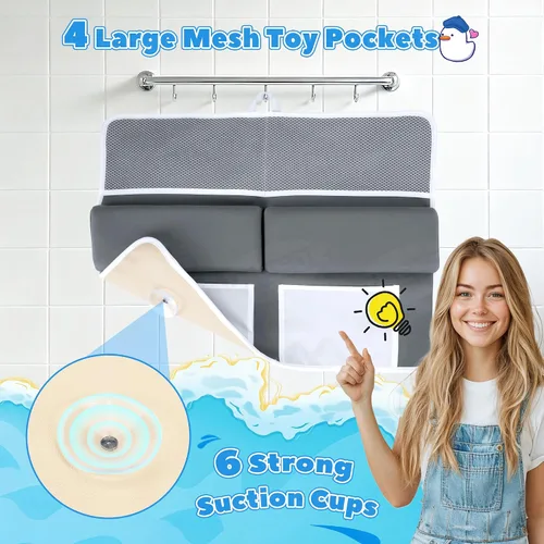 Vista 4 de UNEEDE - Juego de rodilleras y coderas de baño para bebé, tapete de baño de espuma viscoelástica de 1.5 pulgadas de grosor Kneeling Pad with Elbow