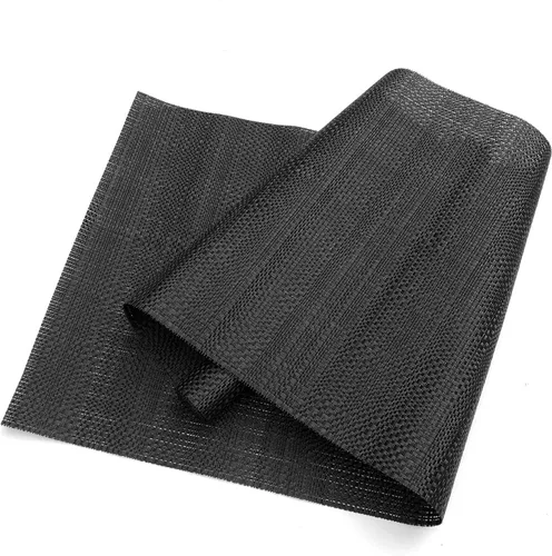 Vista 2 de Textura Diseño Tejido PVC Rectangular Aislamiento Térmico Texteline Camino de Mesa (Todo Negro)