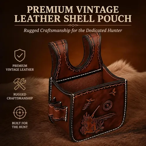 Vista 6 de TOURBON - Funda de piel para escopeta para tiro de arcilla, trampa y skeet Holds 25+ Shells, Fits 2-Inch Belts, Quick Access Open-Top Design, Side