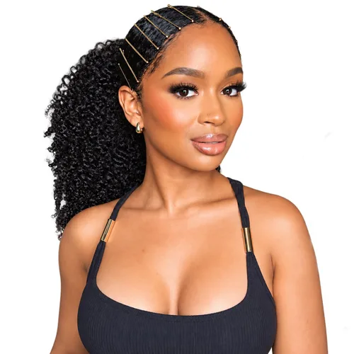 Vista 9 de beauty youth Cola de caballo afro de cabello humano rizado con cordón, 8