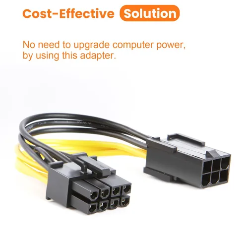 Vista 2 de CableCreation Cable adaptador de alimentación PCIe Express de 6 pines a 8 pines, paquete de 2, 4 pulgadas / 3.9 in