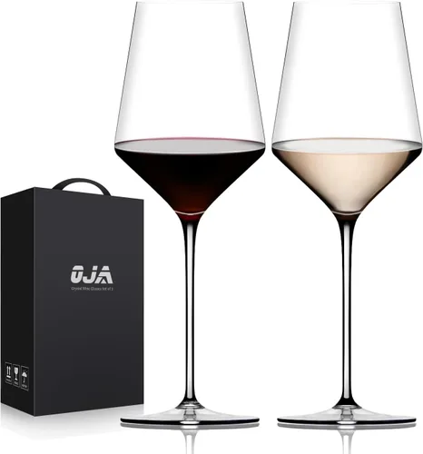 Vista 16 de OJA Juego de 12 copas de vino sin tallo, 15 onzas, copas de vino tinto y blanco de cristal, sin tallo, transparentes, vaso resistente para beber