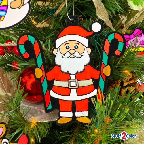 Vista 3 de Colorea tus propios adornos de Navidad, paquete de 12 unidades, manualidades y manualidades para niños para todas las edades, proyecto de vacaciones