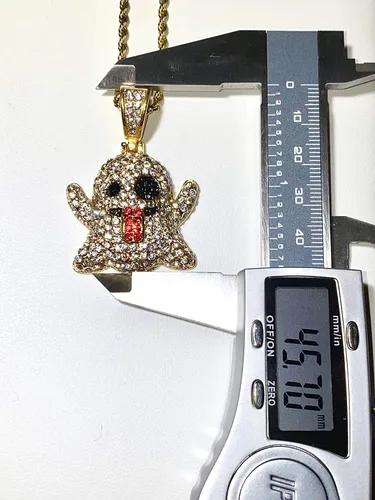 Vista 5 de Collar con colgante de Emoji de acero inoxidable de 0.079in, con diseño de micropave helado, para hombre y mujer, con colgante de Emoji de diamantes