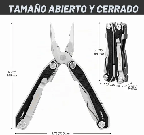 Vista 6 de FLISSA - Multiherramienta 16 en 1, multiherramienta EDC, multiherramienta de utilidad Gift for Men, G10 Handle, Stainless Steel, Pocket Knife