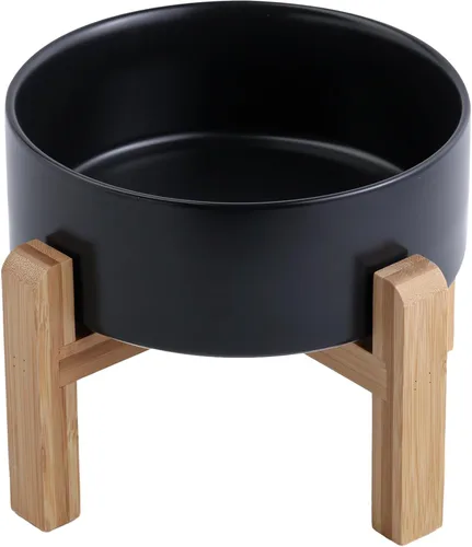 Vista 7 de Cuenco de cerámica elevado y elevado para perros de razas pequeñas y medianas, cuenco de agua con soporte, plato de alimentación pesado Gris