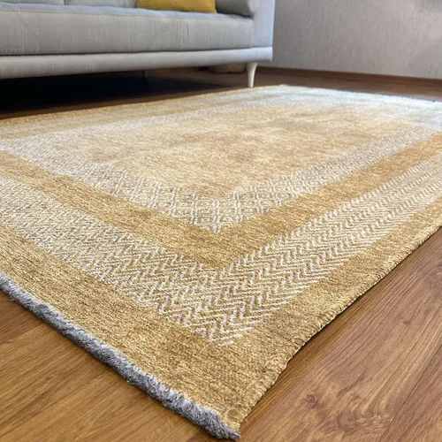 Vista 2 de Alfa Rich 5x8 Alfombras lavables de oro ámbar para sala de estar, dormitorio, cocina, de algodón, aptas para mascotas