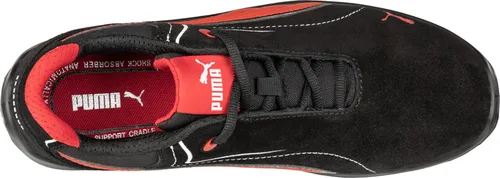 Vista 3 de PUMA Zapato industrial Touring Suede Low para hombre, negro-rojo, 8