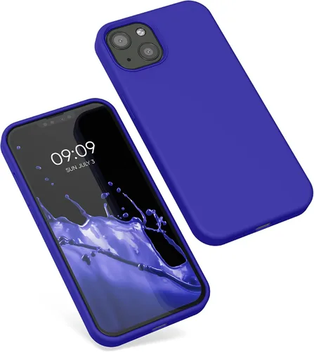 Vista 8 de kwmobile Funda compatible con Apple iPhone 13, funda de silicona TPU con acabado suave, color azul báltico
