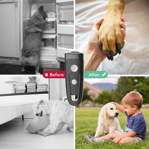 Vista 6 de Dispositivos de control de ladridos para perros, disuasorio ultrasónico recargable de ladridos de perro, dispositivo antiladridos de rango de 16.5