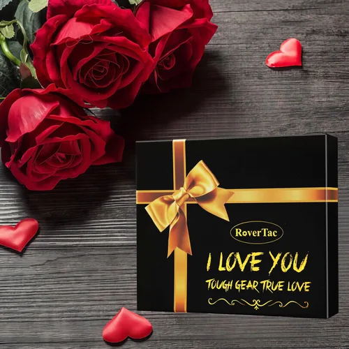 Vista 2 de RoverTac Multitools - Juego de regalo 11 en 1, hacha multiherramienta, linterna LED, cuchillo táctico en caja de regalo "I LOVE YOU", herramienta
