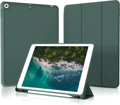 Vista 14 de Aoub Funda para iPad de 9ª/8ª/7ª generación de 10.2 pulgadas, apagado automático/activación delgada, ligera, triple soporte, funda trasera de TPU