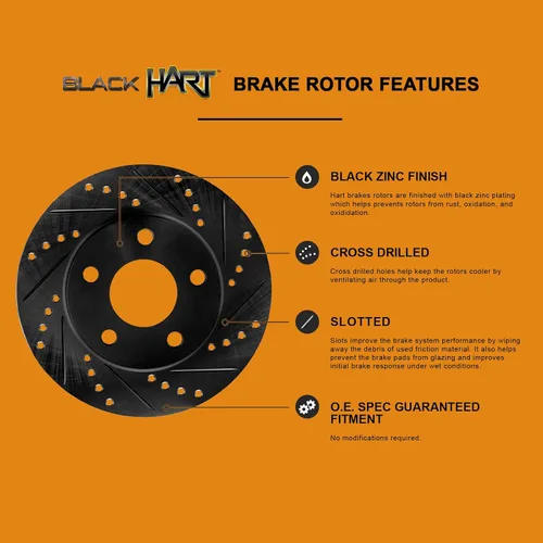Vista 5 de Hart Brakes Kit de frenos y rotores delanteros traseros Pastillas de freno delanteras y traseras Rotores y pastillas de freno Pastillas