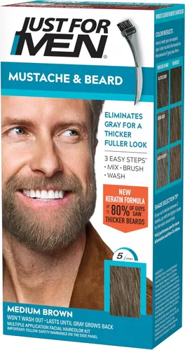 Vista 14 de Just For Men - Tinte para bigote y barba, coloración de barba para cabello gris con cepillo, con queratina, biotina, aloe vera y aceite de coco