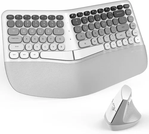 Vista 11 de MOFII Combo de teclado y mouse ergonómicos inalámbricos, teclado curvado dividido con reposamuñecas (comodidad durante todo el día) + mouse óptico