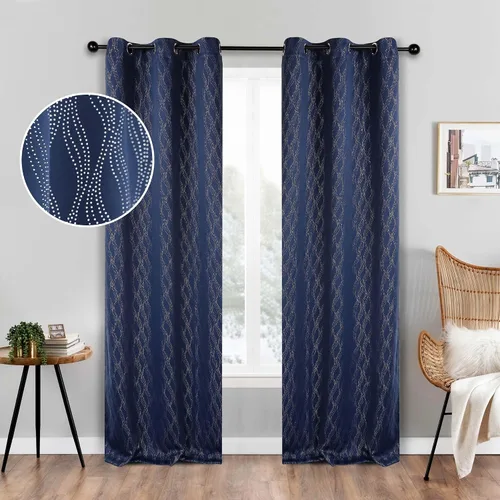 Vista 13 de BLUENILEMILLS Paneles de cortinas opacas para oscurecer la habitación con bolsillo para barra, cortinas perfectas para ventanas de cocina