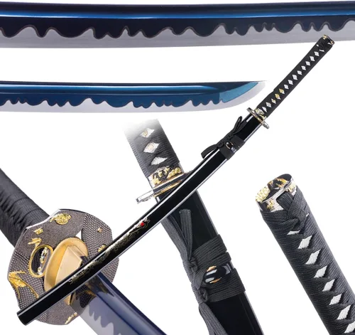 Vista 12 de Katana afilada hecha a mano, arcilla tradicional de acero templado 1060/9260/T10, espada Katana real de espiga completa, auténtica espada samurái