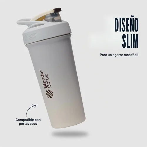 Vista 4 de BlenderBottle Sport Sleek - Botella agitadora de acero inoxidable, 25 onzas, gris/bronceado Niebla