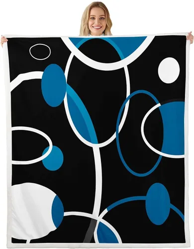 Vista 9 de Erosebridal Manta de sherpa moderna para niños y adolescentes, color naranja, verde azulado, negro, manta para silla, manta de forro polar con rayas