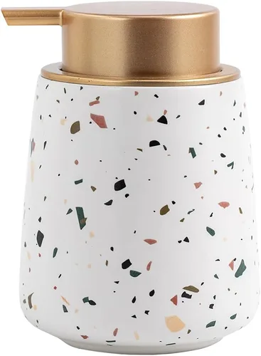 Vista 6 de Coffeezone Dispensador de loción de cerámica para pintura a mano, 11 onzas, dispensador de jabón de manos líquido, botella para cocina y baño