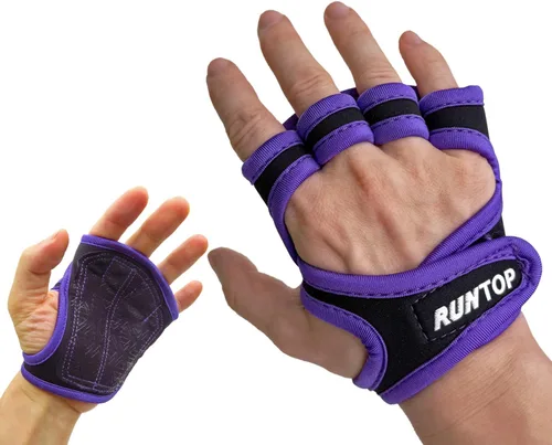 Vista 15 de RUNTOP Guantes de entrenamiento para fitness, entrenamiento cruzado, WODS, gimnasio, yoga, ejercicio, almohadillas de agarre para levantamiento