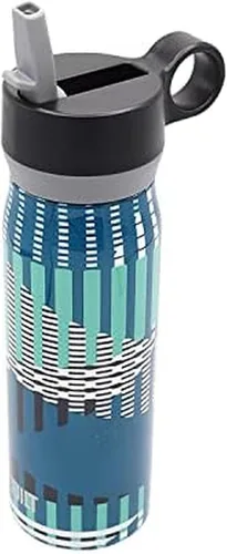 Vista 10 de BUILT Botella de acero inoxidable aislada al vacío de doble pared con tapa con pajilla, 20 onzas de boca ancha, teñido anudado de anochecer