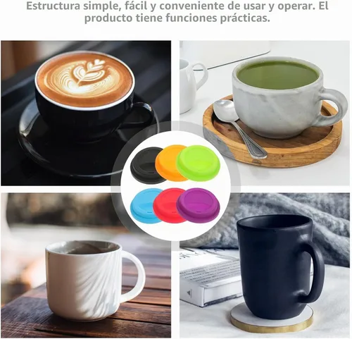Vista 8 de 6 fundas de silicona para tazas, reutilizables, a prueba de polvo, para tazas y vasos, ajuste universal, material de silicona de grado alimenticio
