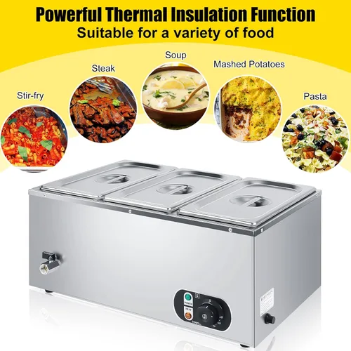 Vista 5 de Calentador eléctrico comercial de alimentos de 110 V, calentador de alimentos de acero inoxidable, vaporizador eléctrico de encimera con control
