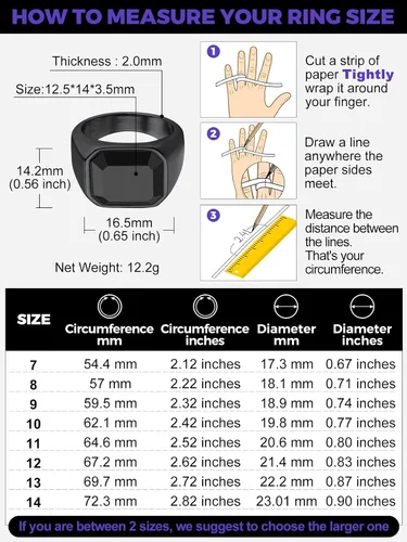 Vista 5 de Richsteel Anillo de ónix negro, anillo de acero inoxidable, chapado en oro, anillo de sello para el pulgar para hombres y mujeres, regalo de joyería